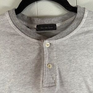 Saks Fifth Ave Heathered Henley Shirt 100% Cotton